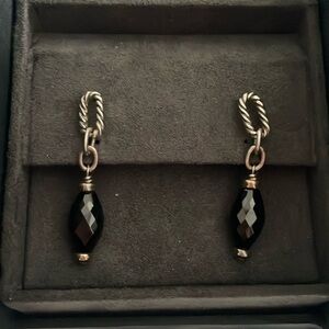 David Yurman Sterling Silver/18K Gold Black Onyx Bijoux Figaro Dangle Earrings